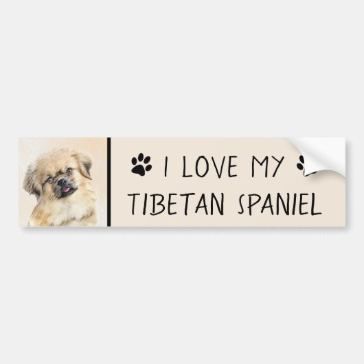 Tibetaans Spaniel Schilderen - Kute Original Dog A Bumpersticker (Voorkant)