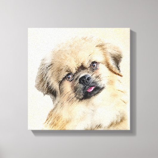 Tibetaans Spaniel Schilderen - Kute Original Dog A Canvas Afdruk (Voorkant)