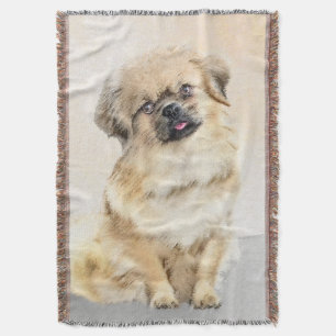 Tibetaans Spaniel Schilderen - Kute Original Dog A Deken