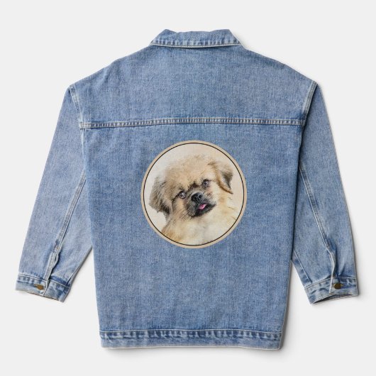 Tibetaans Spaniel Schilderen - Kute Original Dog A Denim Jacket (Achterkant)
