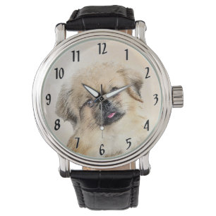 Tibetaans Spaniel Schilderen - Kute Original Dog A Horloge