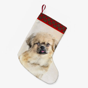 Tibetaans Spaniel Schilderen - Kute Original Dog A Kleine Kerstsok