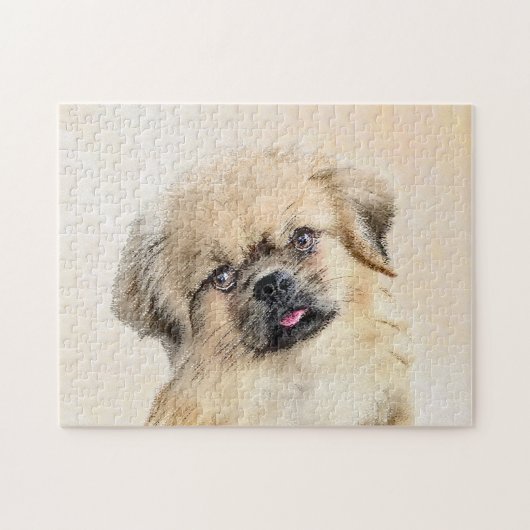 Tibetaans Spaniel Schilderen - Kute Original Dog A Legpuzzel (Horizontaal)
