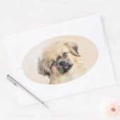 Tibetaans Spaniel Schilderen - Kute Original Dog A Ovale Sticker (Envelop)