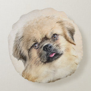 Tibetaans Spaniel Schilderen - Kute Original Dog A Rond Kussen