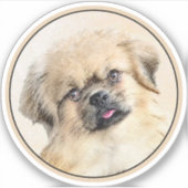 Tibetaans Spaniel Schilderen - Kute Original Dog A Sticker (Voorkant)