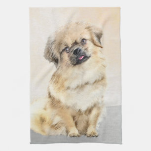 Tibetaans Spaniel Schilderen - Kute Original Dog A Theedoek