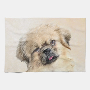 Tibetaans Spaniel Schilderen - Kute Original Dog A Theedoek