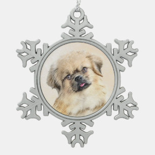 Tibetaans Spaniel Schilderen - Kute Original Dog A Tin Sneeuwvlok Ornament