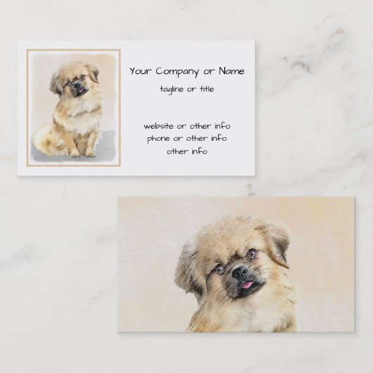 Tibetaans Spaniel Schilderen - Kute Original Dog A Visitekaartje (Voorkant / Achterkant)
