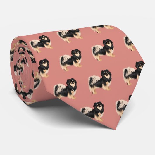 Tibetaans Spaniel Tri/Roze Stropdas (Opgerold)