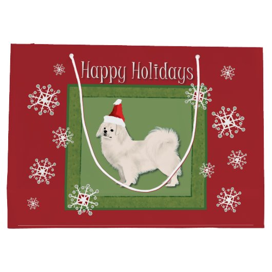 Tibetaans Spaniel (White) kersttas Groot Cadeauzakje (Achterkant)
