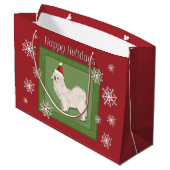 Tibetaans Spaniel (White) kersttas Groot Cadeauzakje (Achterkant Gekanteld)