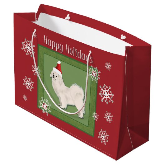Tibetaans Spaniel (White) kersttas Groot Cadeauzakje (Achterkant Gekanteld)