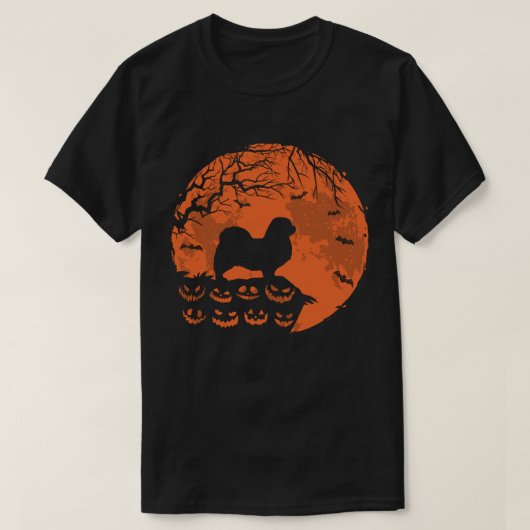 Tibetaans-Spanjaard en Moon Halloween-Hondenliefhe T-shirt (Design voorkant)