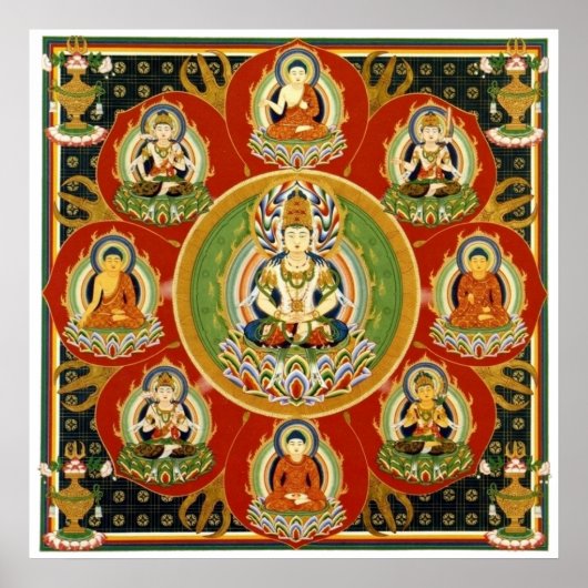  Tibetaans Tantrisch Boeddhisme Boeddha Mandala Poster (Voorkant)