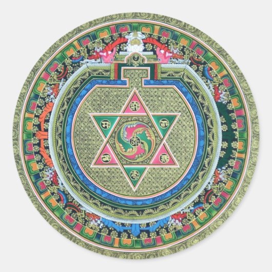  Tibetaans Tantrisch Boeddhisme Mandala Ronde Sticker (Voorkant)