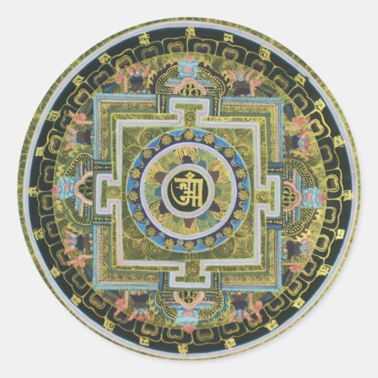  Tibetaans Tantrisch Boeddhisme Mandala Thangka Ronde Sticker (Voorkant)