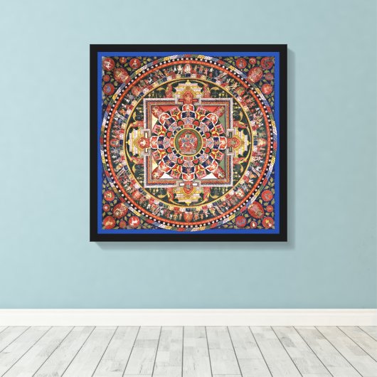 Tibetaans Tantrisch Boeddhisme Mandala Wall Deco Canvas Afdruk (Insitu (Houten vloer))