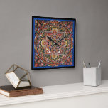 Tibetaans Tantrisch Boeddhisme Mandala Wall Deco Vierkante Klok<br><div class="desc">Tibetaans Tantrisch Boeddhisme Mandala Design. Maakt een mooi,  betekenisvol,  zalig cadeau voor boeddhisten. U kunt de achtergrondkleur (zwart) aanpassen aan de kleur die u wilt.</div>