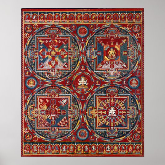 Tibetaans vier Mandalas van de Vajravali-reeks Poster (Voorkant)