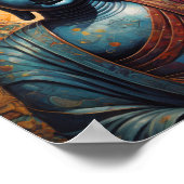 Tibetaanse Boeddha mediteren over gouden achtergro Poster (Hoek)