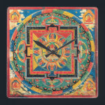 Tibetaanse boeddhistische Mandala Clock Vierkante Klok<br><div class="desc">Hoogwaardige Tibetaanse boeddhistische mandalklok met hoge resolutie.</div>