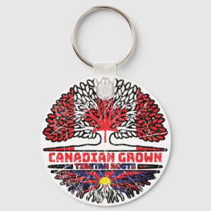 Tibetaanse Canadese Canadese vlag over bomen Sleutelhanger