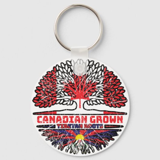 Tibetaanse Canadese Canadese vlag over bomen Sleutelhanger (Voorkant)