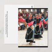Tibetaanse dansers traditionele kostuum briefkaart (Voorkant / Achterkant)