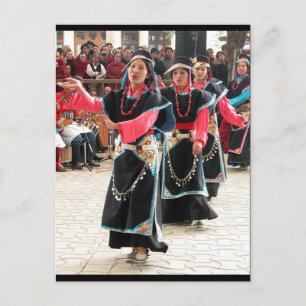 Tibetaanse dansers traditionele kostuum briefkaart