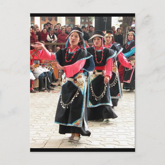 Tibetaanse dansers traditionele kostuum briefkaart (Voorkant)