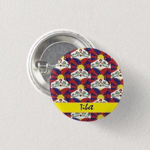 Tibetaanse harten en Tibetaanse vlag / Tibet Ronde Button 3,2 Cm