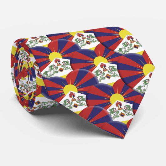 Tibetaanse harten en Tibetaanse vlag / Tibet Stropdas (Opgerold)