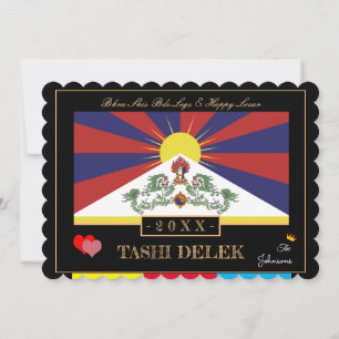 Tibetaanse Losar & Tashi Delek - Nieuw jaar/vlag T Feestdagenkaart