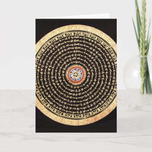 Tibetaanse Mandala Kunst (Goud & Zwart) Feestdagen Kaart (Voorkant)
