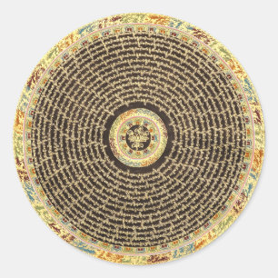 Tibetaanse Mandala Kunst (Zwart & Goud) Ronde Sticker