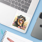 Tibetaanse Mastiff Die-Cut Sticker Waterverf (Laptop met iPhone)