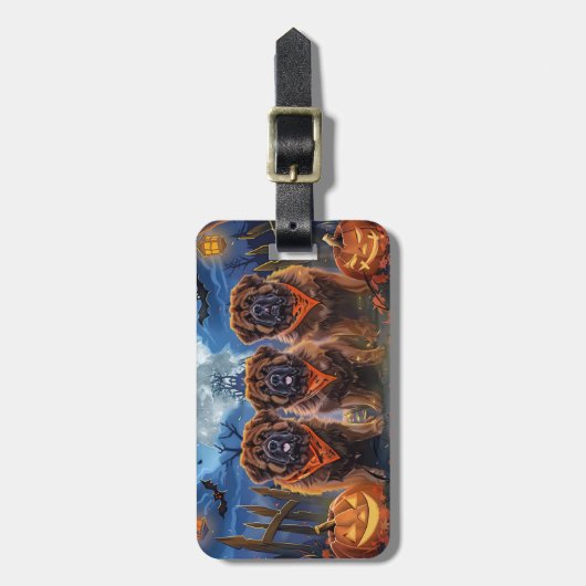 Tibetaanse Mastiff Halloween Spooky Bagagelabel (Voorkant verticaal)