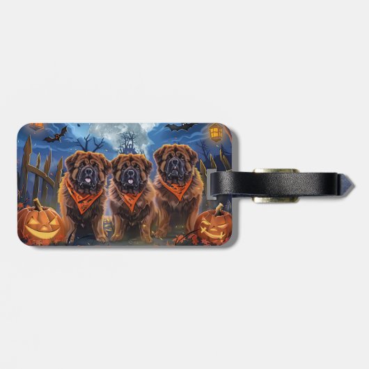 Tibetaanse Mastiff Halloween Spooky Bagagelabel (Achterkant horizontaal)