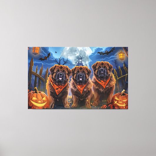Tibetaanse Mastiff Halloween Spooky Canvas Afdruk (Voorkant)