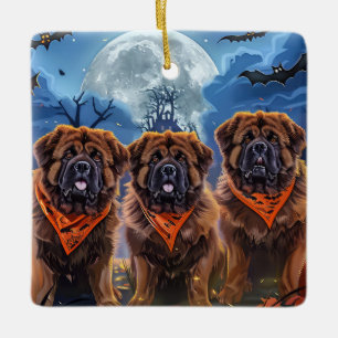 Tibetaanse Mastiff Halloween Spooky Keramisch Ornament