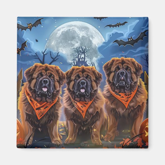 Tibetaanse Mastiff Halloween Spooky Magneet (Voorkant)