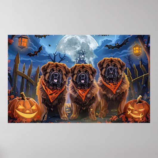 Tibetaanse Mastiff Halloween Spooky Poster (Voorkant)