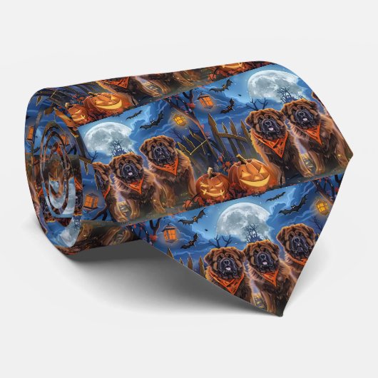 Tibetaanse Mastiff Halloween Spooky Stropdas (Opgerold)