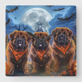 Tibetaanse Mastiff Halloween Spooky Vierkante Klok (Voorkant)