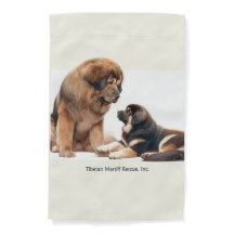 Tibetaanse mastiff hond en puppy tuin vlag