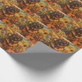 Tibetaanse Mastiff Hond Herfst Oogst Thanksgiving Cadeaupapier (Hoek)