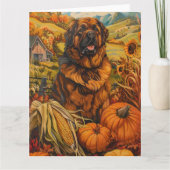 Tibetaanse Mastiff Hond Herfst Oogst Thanksgiving Kaart (Voorkant)