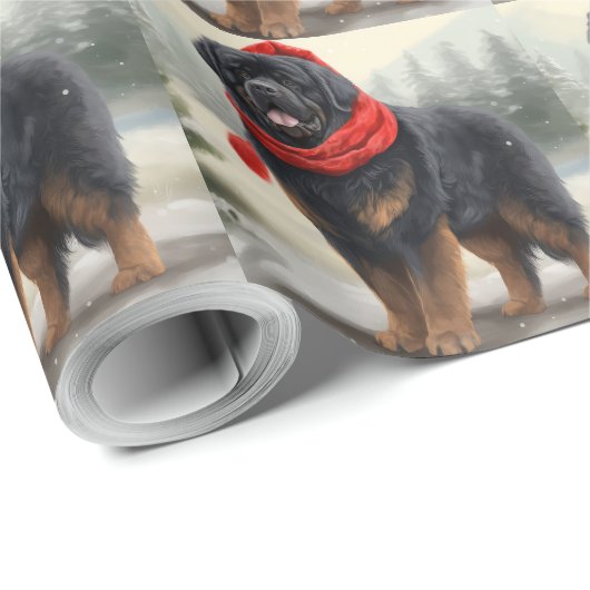 Tibetaanse Mastiff Hond in Sneeuw Kerstmis Cadeaupapier (Rol Hoek)